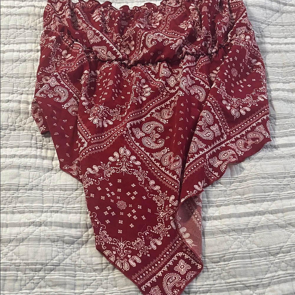 Red Paisley Bandana Print halter top